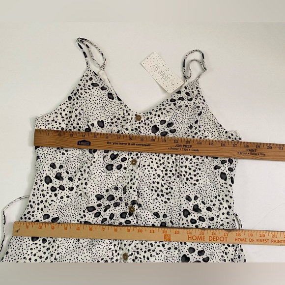 Sienna Sky Dress Black White Dot Dress Adjustable Spaghetti Strap Button Front L - Picture 5 of 12